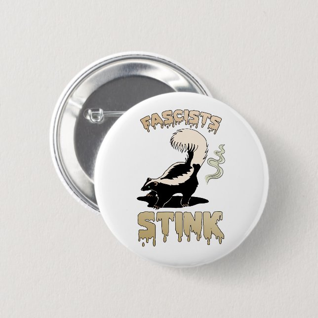 Niedlich Retro Skunk - Faschisten stink Button (Vorne & Hinten)