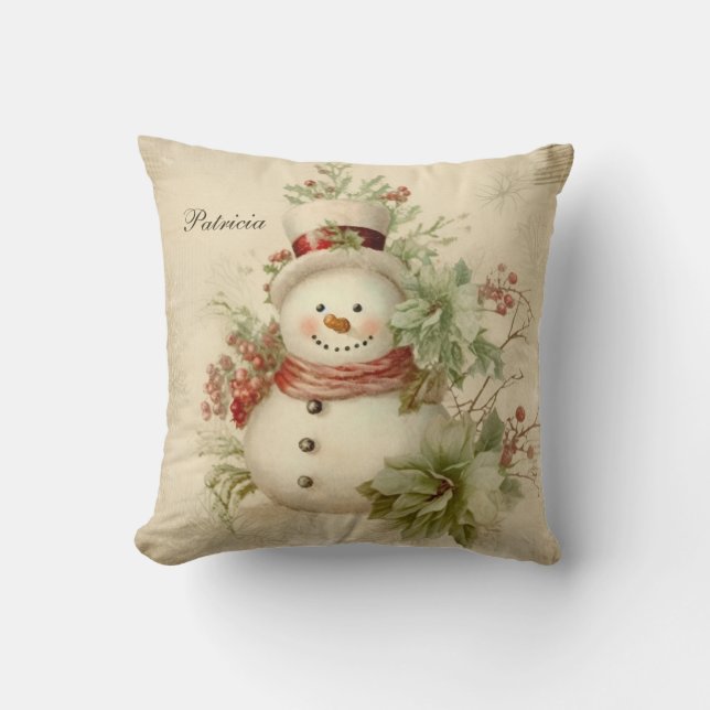 Niedlich Retro Snowman Weihnachten Kissen (Vorderseite)