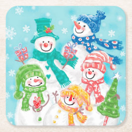 Niedlich Retro Snowman Weihnachten Rechteckiger Pappuntersetzer