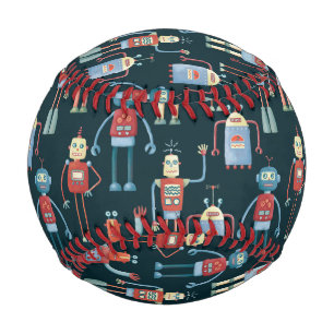 Niedlich Retro Style Robots der 50er Jahre Baseball