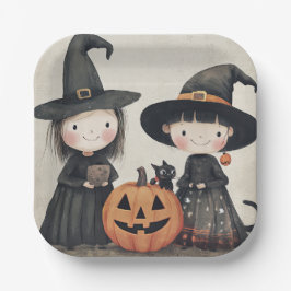 Niedlich Retro Vintage Halloween Kids Trick oder B Pappteller