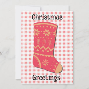 Niedlich Retro Weihnachts-Strumpf Weihnachtskarte Feiertagskarte