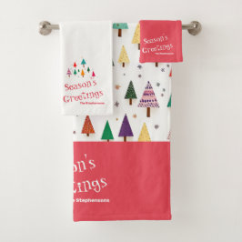 Niedlich Retro Weihnachtsbäume Handtuch Set