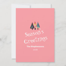 Niedlich Retro Weihnachtsbäume Rosa flache Weihnac