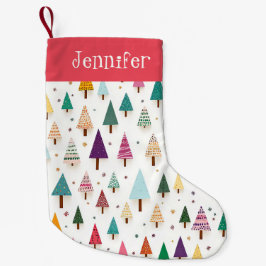 Niedlich Retro Weihnachtsbäume Weihnachtsfest Stru Kleiner Weihnachtsstrumpf