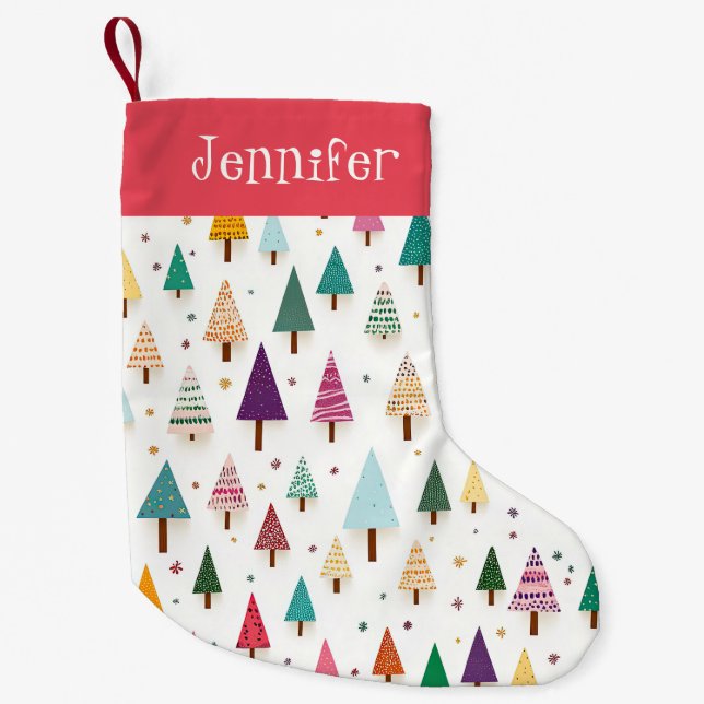 Niedlich Retro Weihnachtsbäume Weihnachtsfest Stru Kleiner Weihnachtsstrumpf (Vorderseite)