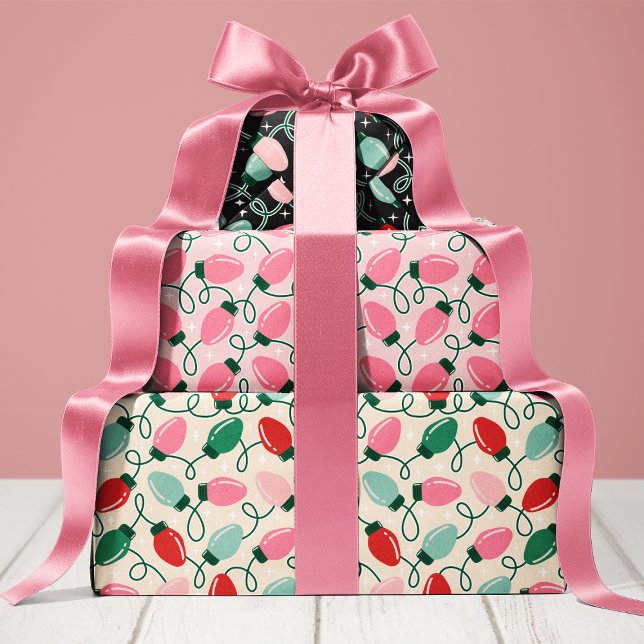 Niedlich Retro Weihnachtsbeleuchtung Geschenkpapier Set (Von Creator hochgeladen)