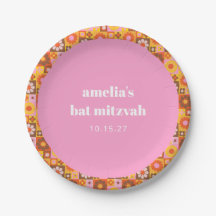 Niedlich Retroflor Rosa Orange Bat Mitzvah Custom