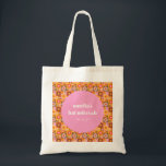 Niedlich Retroflor Rosa Orange Bat Mitzvah Custom Tragetasche<br><div class="desc">Niedlicher Retro Groovy Blütenrosa Orangensaft Mitzvah Custom Tote Bag</div>