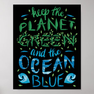 Niedlich Retten Sie den Planeten Ökologie Öko Blue Poster