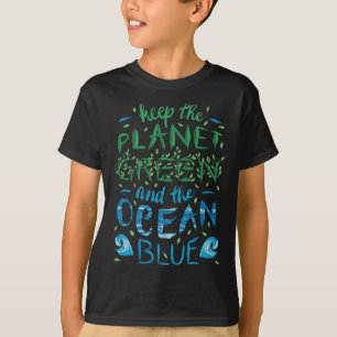 Niedlich Retten Sie den Planeten Ökologie Öko Blue T-Shirt