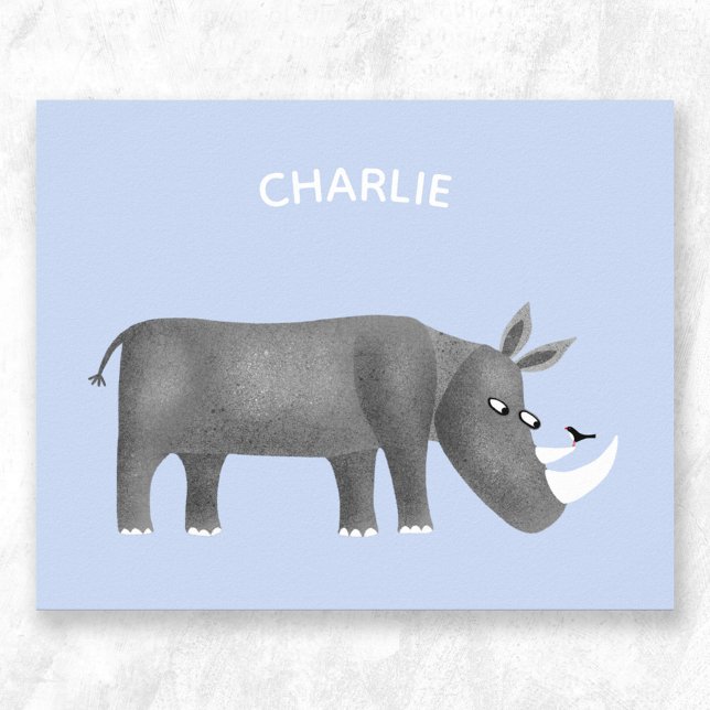 Niedlich Rhinoceros Animal Lover Individuelle Name Poster (Rhino personalized name poster)