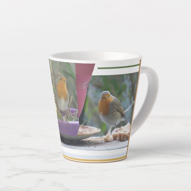 Niedlich Robin Collage Latte Tasse (Rechte Ecke)