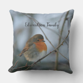 Niedlich Robin Red Brust Foto Familienname Kissen