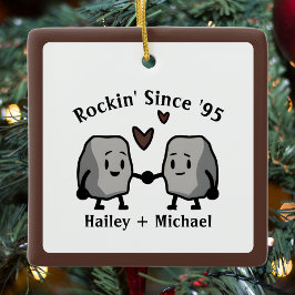 Niedlich Rock Pun Neuvermähltes Ehepaar Jubiläum Keramikornament