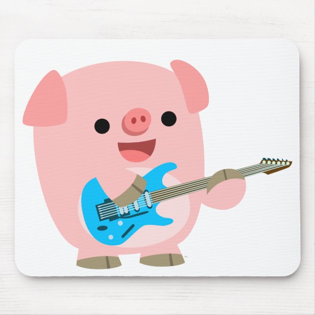 Niedlich Rockin Cartoon Pig Mousepad (Vorne)