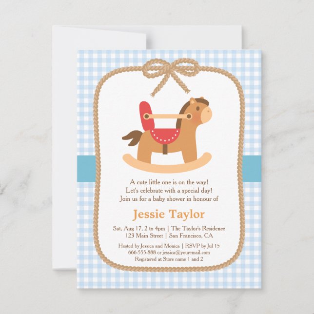 Niedlich Rocking Horse Baby Shower Einladungen (Vorderseite)