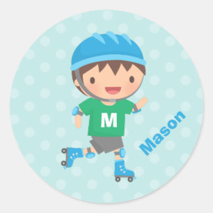 Niedlich Roller Skater Boy Personalisiert Stickers