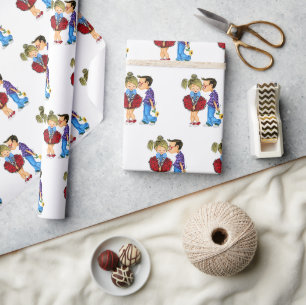 Niedlich Romantische Couple Liebe - Kiss - Valenti Geschenkpapier