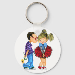 Niedlich Romantische Couple Liebe - Kiss - Valenti Schlüsselanhänger