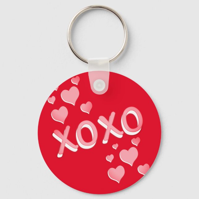 Niedlich Romantische Rosa Herzen XOXO Schlüsselanhänger (Vorderseite)