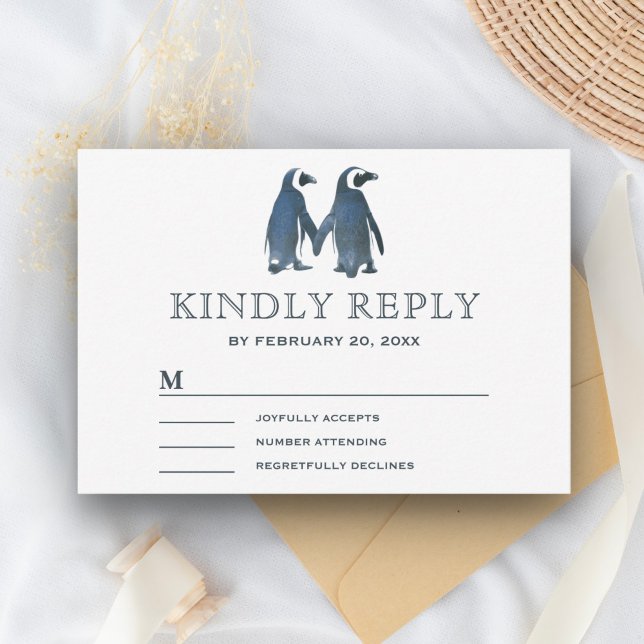 Niedlich Romantischer Couple Penguin UAWG RSVP Karte (Von Creator hochgeladen)
