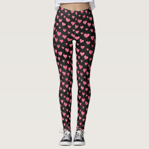 Niedlich Romantischer Rosa Glitzer Herz am Schwarz Leggings