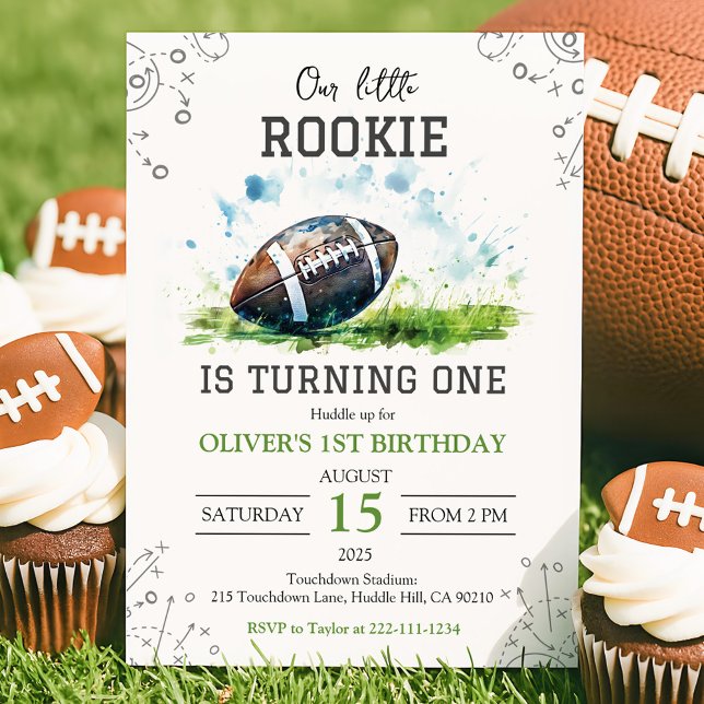 Niedlich Rookie Football Einladung 1. Geburtstag (Von Creator hochgeladen)