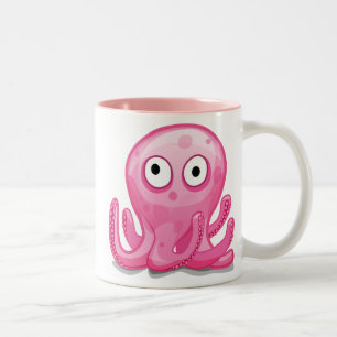 niedlich rosa alberner Oktopus, niedlich rosa albe Zweifarbige Tasse