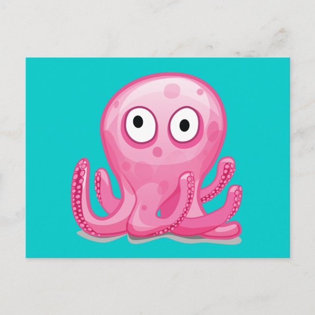 niedlich rosa alberner Oktopus Postkarte (Vorderseite)