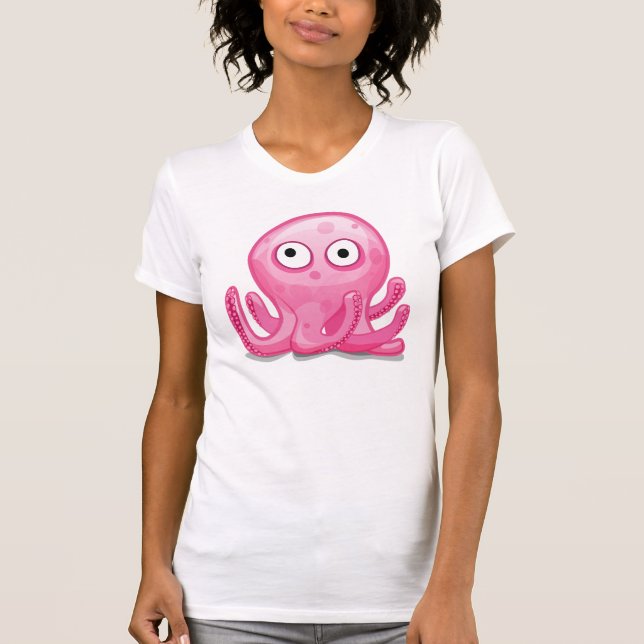 niedlich rosa alberner Oktopus T-Shirt (Vorderseite)