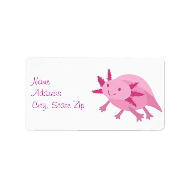 Niedlich rosa Albino Axolotl Adressaufkleber (Vorne)