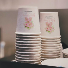 Niedlich rosa Alphabetblöcke mit Blume Pappbecher