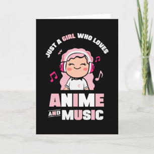 Niedlich-Rosa-Anime-Girl   für Anime & Music Lover Karte