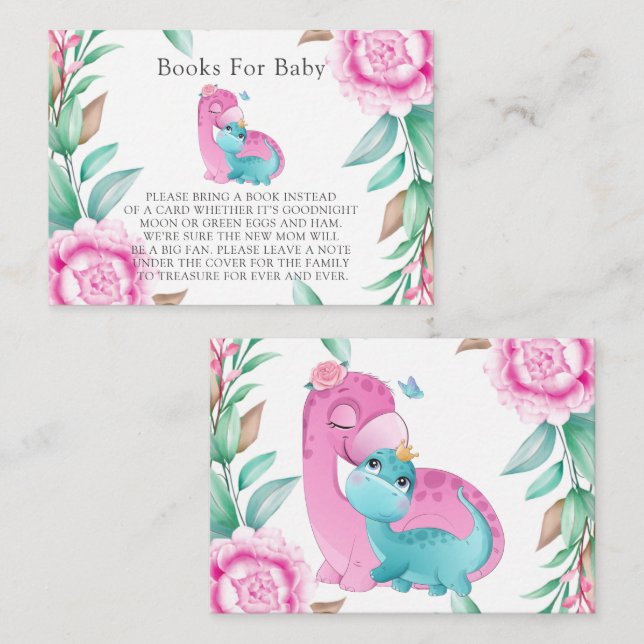 Niedlich rosa Aquamarine Dinosaurier Peony Books f Visitenkarte (Vorne/Hinten)