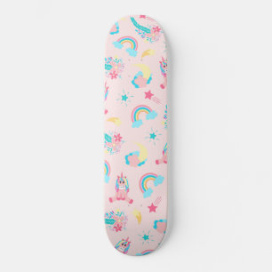 Niedlich rosa Aquamarine Einhornbahn Regenbogen Skateboard