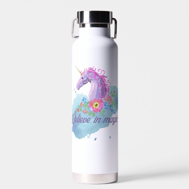 Niedlich rosa Aquarelleinfärbung Trinkflasche (Vorne)