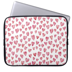 Niedlich rosa Aquarellfarben Liebe Herzmuster Laptopschutzhülle