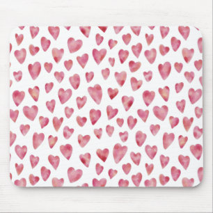Niedlich rosa Aquarellfarben Liebe Herzmuster Mousepad
