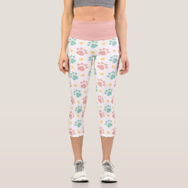 Niedlich rosa auf blauem Pfosten Druckpferd Lover Capri Leggings