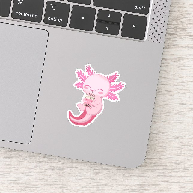 Niedlich rosa Axolotl Boba Bubble Tee Aufkleber (Ausschnitt)