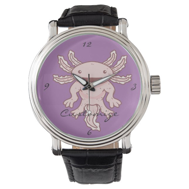 Niedlich rosa Axolotl Thunder_Cove Armbanduhr (Vorderseite)