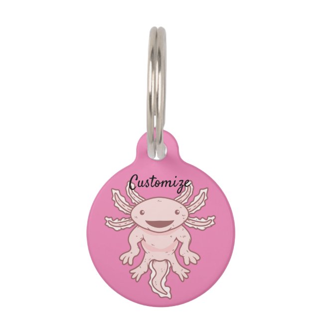 Niedlich rosa Axolotl Thunder_Cove Haustiermarke (Vorderseite)