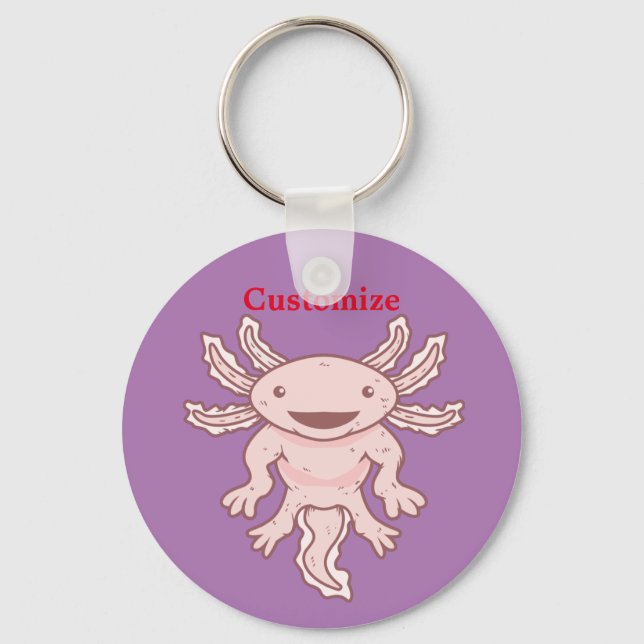 Niedlich rosa Axolotl Thunder_Cove Schlüsselanhänger (Vorderseite)