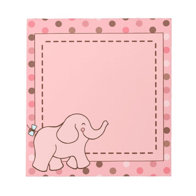 Niedlich rosa Baby Elephant Notepad Geschenk Notizblock (Vorderseite)