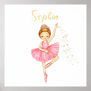 Niedlich rosa Ballerina Star Staub Kinderzimmer Foliendrucke
