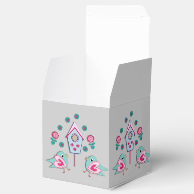 Niedlich Rosa Blaue Shabby Chicen Vögel und Vögel  Geschenkschachtel (Geöffnet)