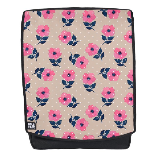 Niedlich rosa Blume Beige Hintergrundgestaltung Rucksack (Vorderseite)