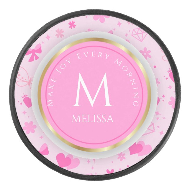 Niedlich-rosa-Blume-Muster, Girl-Floral-Design Eishockey Puck (Vorderseite)