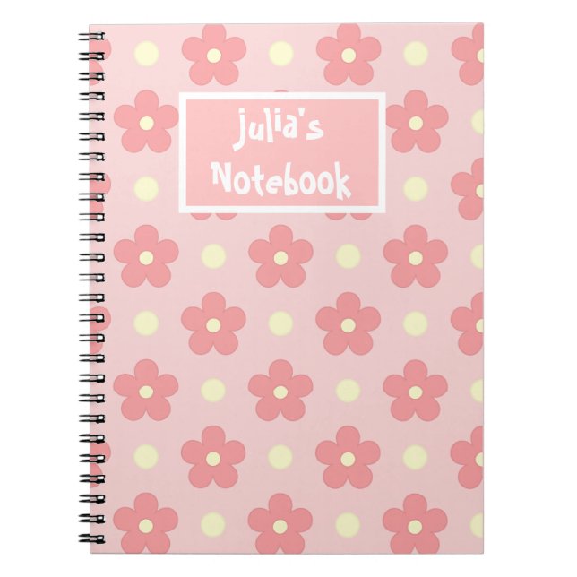 Niedlich-Rosa-Blume Spiral-Foto-Notebook Notizblock (Vorderseite)